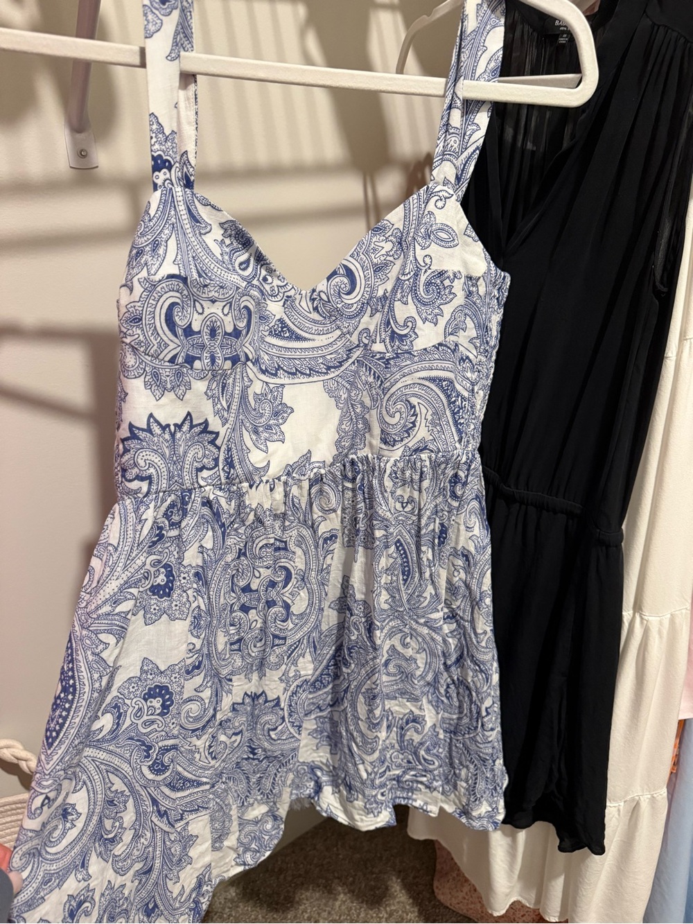 Zara White and Blue Paisley Camisole Top